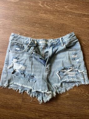 PacSun Light Wash Distressed Frayed Hem Jean Shorts